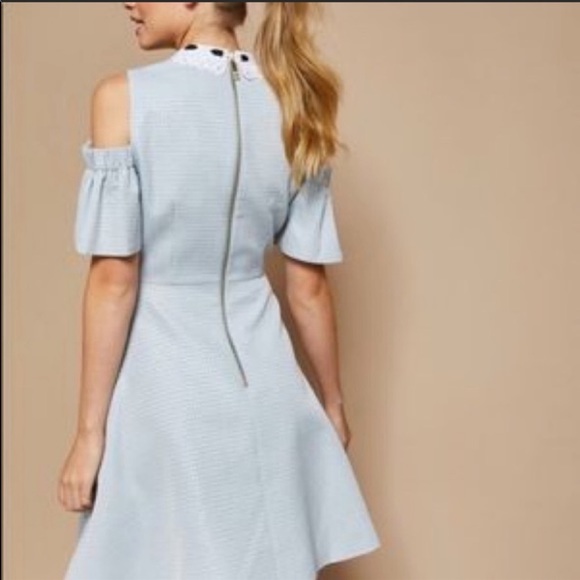 Ted baker araye cold shoulder blue dress - Picture 3 of 5